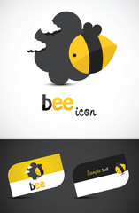 Stylized bee icon and business cards