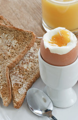 Soft boiled egg and toast