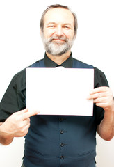 man holding sign