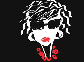 vector illustration fashion portrait of a beautiful young woman