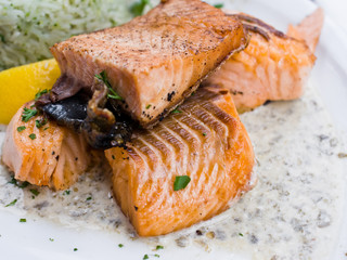 grilled salmon and rice