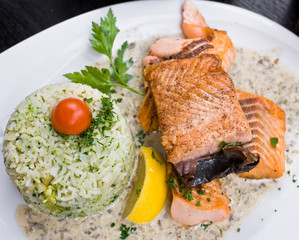 grilled salmon and rice
