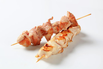Pork and chicken skewers