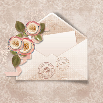 Beautiful  vintage  background with envelope for congratulations