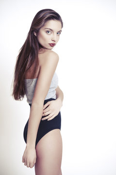 Young beautiful brunette model