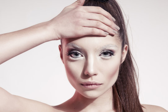 Beauty clear photo of young brunette model