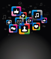 Fototapeta premium social media background with buttons - vector