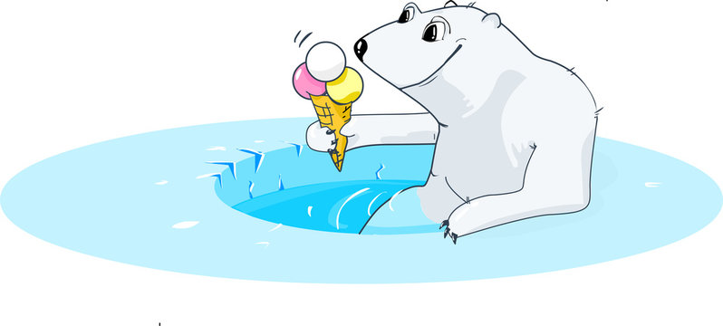 polar bear eating ice cream