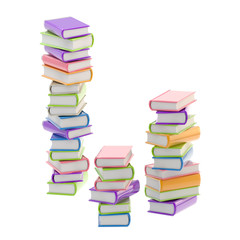 Pile of shiny colorful books, isolated