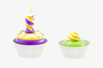Two glossy cakes isolated