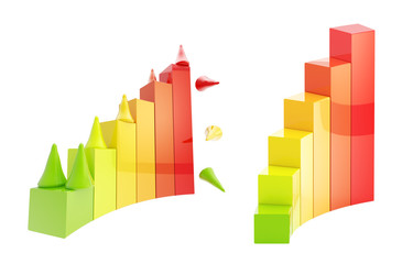 Fototapeta premium Gaming pieces climbing through the chart isolated