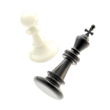 Collision of two chess figures, pawn and king