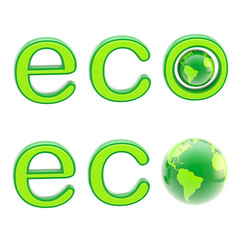 Ecology eco emblem sign with a planet isolated