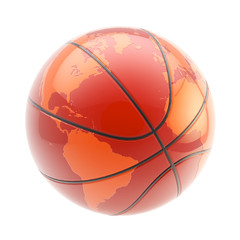 Fototapeta premium Basketball ball as an Earth planet sphere isolated