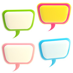 Set of four glossy text bubbles isolated