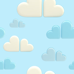 Seamless cloud background made of hearts