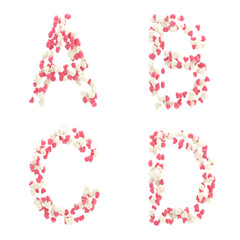 Valentine day love alphabet made of hearts