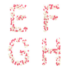 Valentine day love alphabet made of hearts