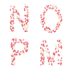 Valentine day love alphabet made of hearts