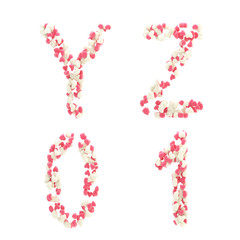 Valentine day love alphabet made of hearts