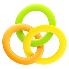 Abstract glossy emblem made of interlinked rings