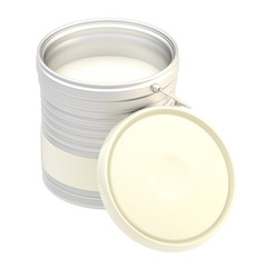 Glossy metal paint bucket isolated