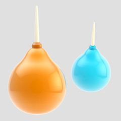 Medical blue and orange enema isolated on grey