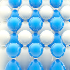 Crowd of white and blue symbolic person figures