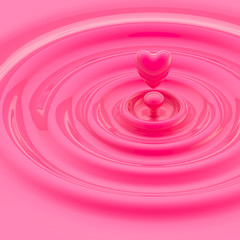Heart shaped liquid drop in a waves