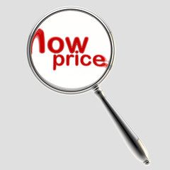 Low price under magnifier emblem isolated