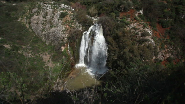 Stock Video Footage of Tahana waterfall in Israel.