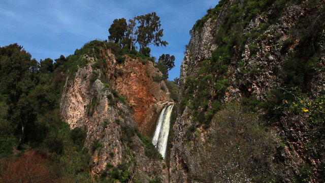 Stock Video Footage of the Iyon Tanur waterfall in Israel.