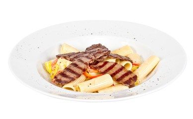 Rigatoni pasta with a beef and sauce