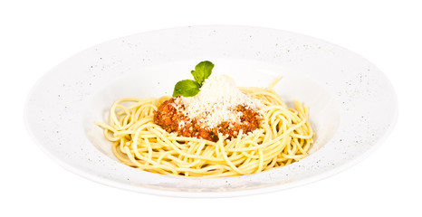 spaghetti pasta with tomato beef sauce