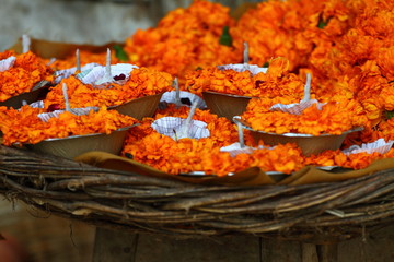 floral arrangment for holi festival and religious offerings