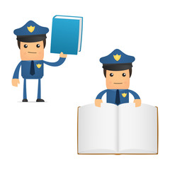 set of funny cartoon policeman