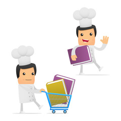 set of funny cartoon chef