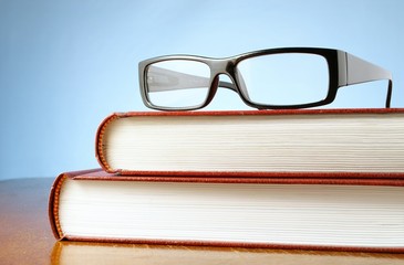 two books and glasses