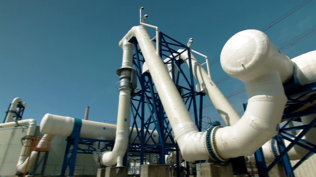 Stock Video Footage of a piping structure at a desalination plant in Israel.