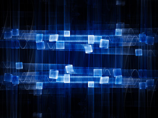 Glowing blue waves pattern