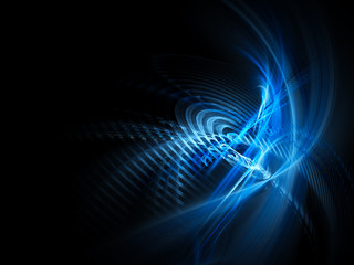 Abstract blue element over black background