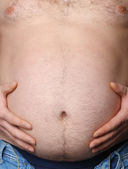 Man's stomach close up