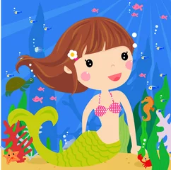 Poster Schattige zeemeermin © suerz