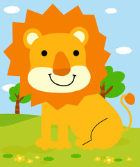 Obraz na płótnie Canvas A vector illustration of a cute Lion