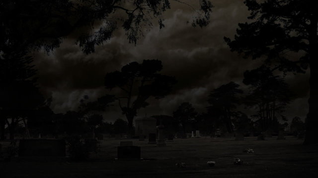 Spooky Cemetery Night & Lightning (HD)
