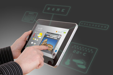 tourist information on touchscreen pad.