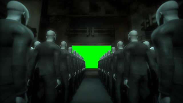 People Watching Screen (Chroma Green Key-able)