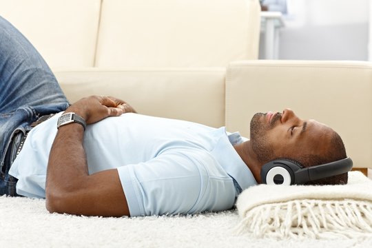 Relaxing With Music On Headphones