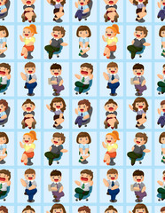 happy office worker seamless pattern