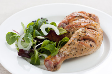 Roast chicken with salad